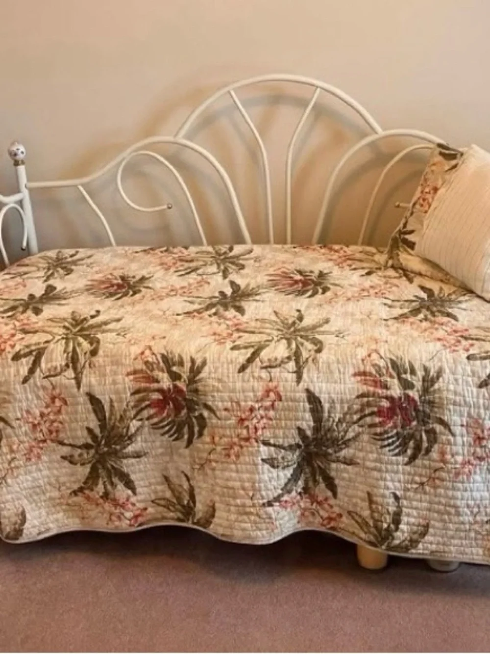 Tommy Bahama Floral Quilted Daybed Coverlet in Cream, Olive & Pink